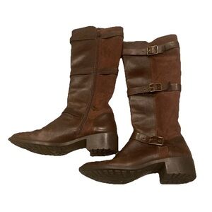 Cole Haan woman’s 6 1/2B Brown Leather/Suede Side Zip Boots